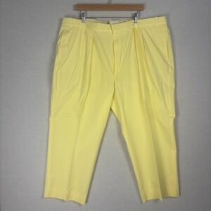Vtg Ben Silver Trousers Mens 44x25 Pleated Pastel Yellow Slacks Preppy Golf Club